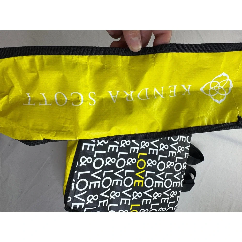 Kendra Scott Reusable Tote Bag Set of 2 Love & Love Recycled Plastic Black Yello
